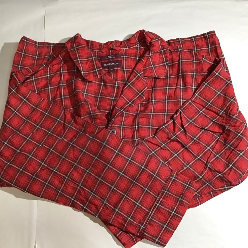Nordstrom Red Plaid Pajama Set Pant and Shirt XXL
